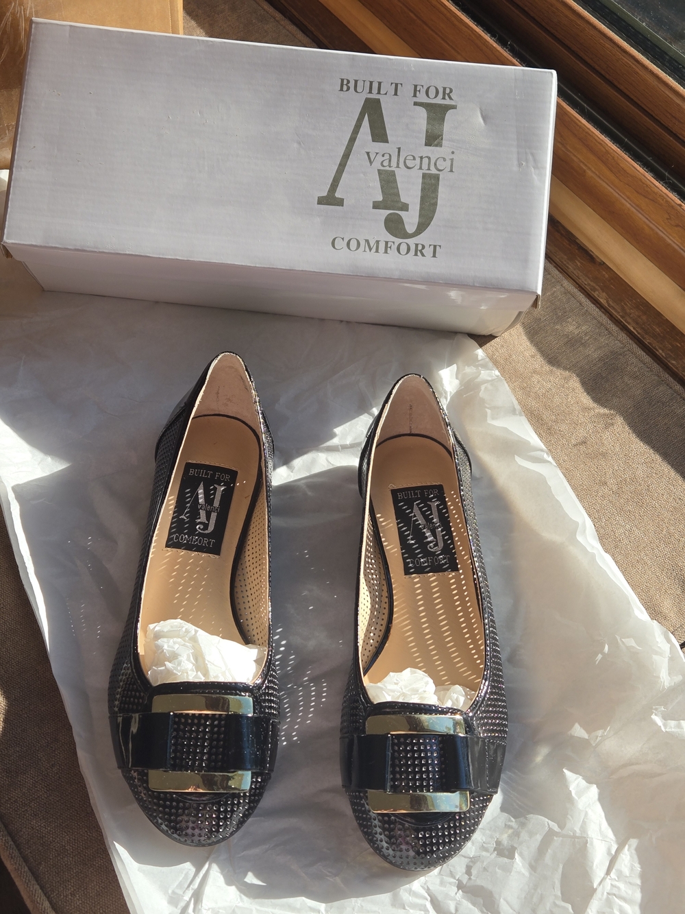 AJ Valenci Black Embellished Comfort Flats